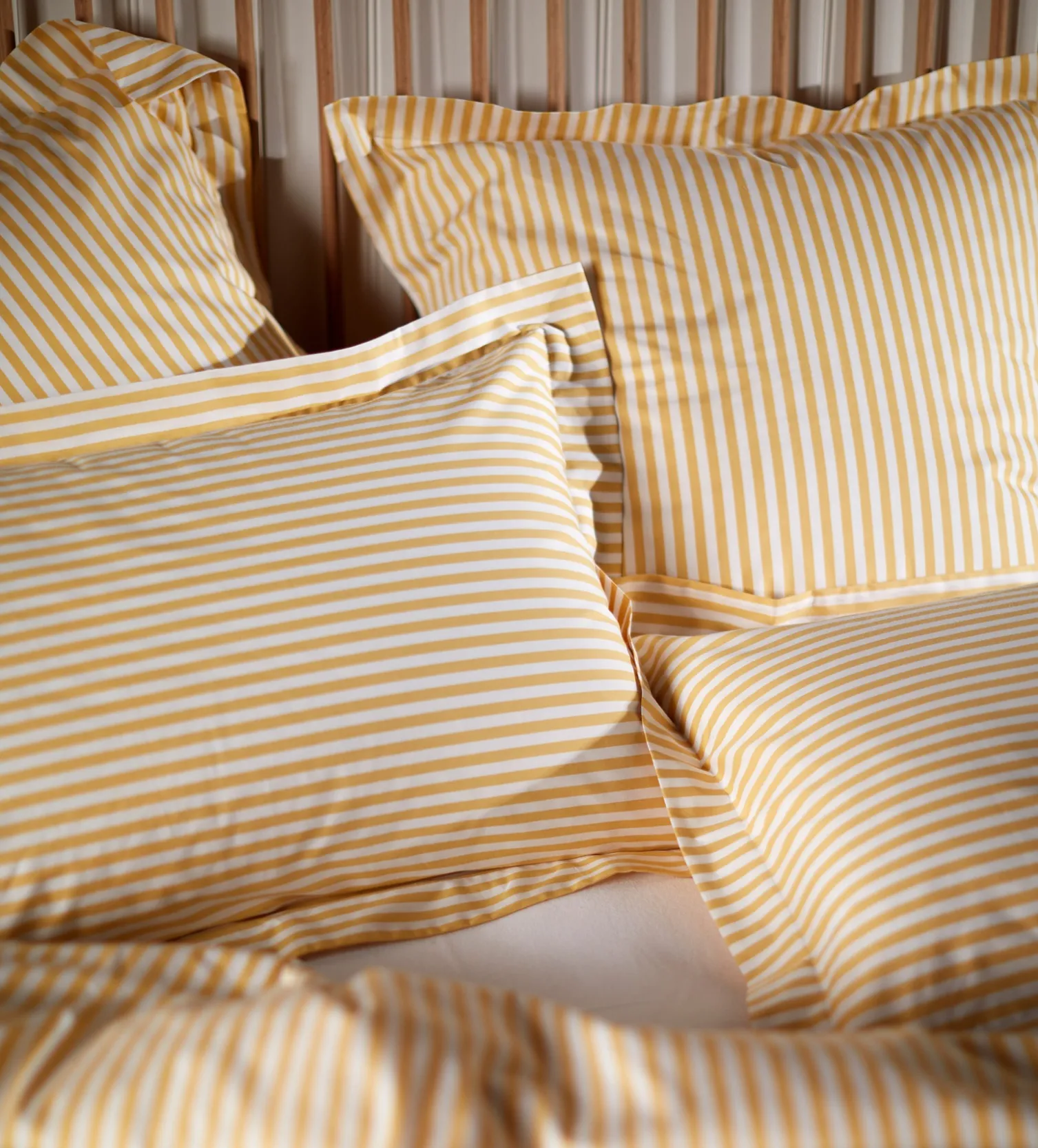 Secret Linen Store Yellow Betsy Stripe 100% Organic Cotton Pillowcase